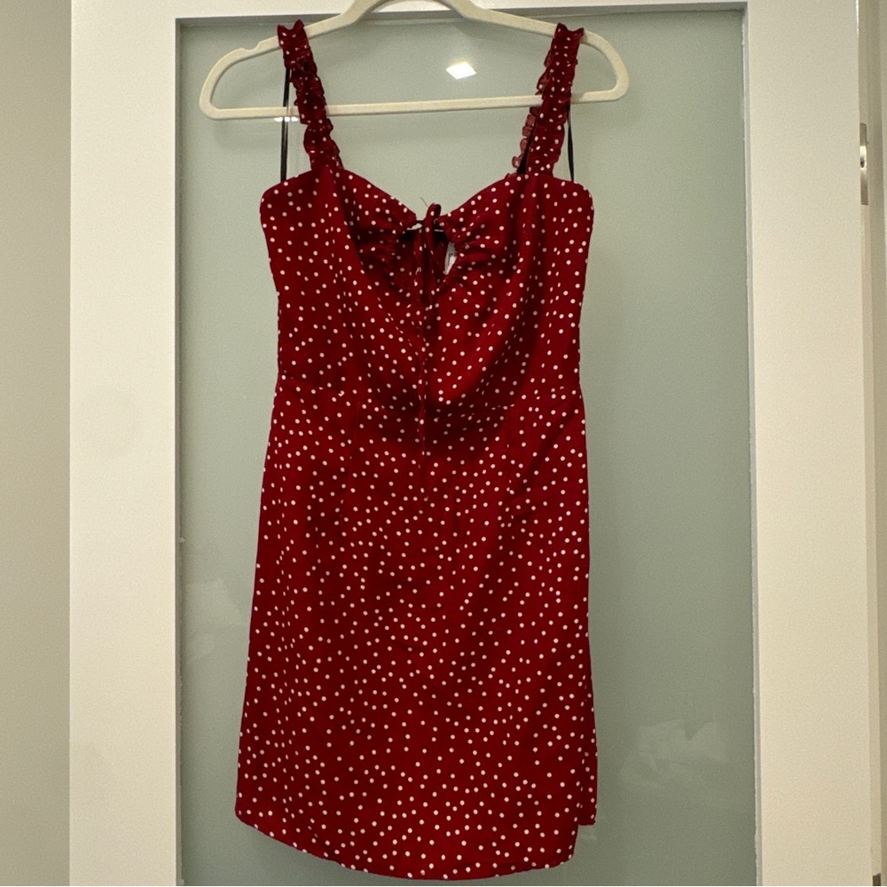 Princess Polly Burgundy Polka Dot Mini Dress